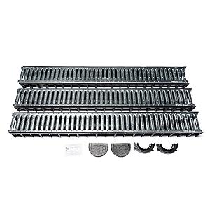 WS Actiedrain met gegalvaniseerd rooster incl 2x eindkap en 1x onderuitlaat (doos á 3 stuks)