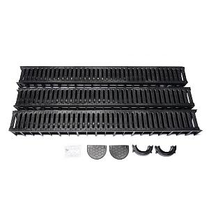 WS Actiedrain met PE rooster incl 2x eindkap en 1x onderuitlaat (doos á 3 stuks)