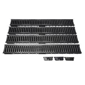 WS Actiedrain met PE rooster incl 2x eindkap/uitloop 1x dicht (doos á 4 stuks)