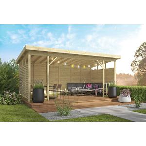 Paviljoen Kristina bruin geïmpregneerd geschaafd grenen 560x284x264 cm (excl dakbedekking)