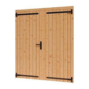 Douglas dubbele dichte deur 156x195 cm met kozijn onbehandel (Incl. Hang en Sluitwerk zwart gecoat)