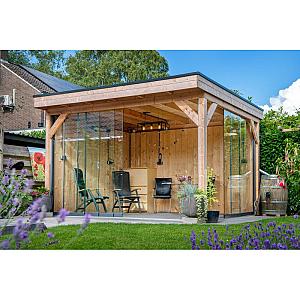 Glazen schuifwandset compleet 5-sporig zwart - inbouwhoogte 238-242 cm deurbreedte 82 cm/max 402 cm