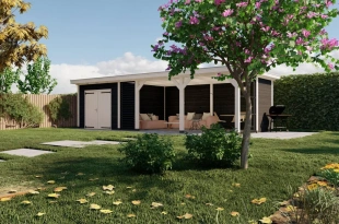 3624 buitenverblijf barcelona dakmaat 10060x4310mm staandermaat 9520x3770mm  rechterzijde veraf 1