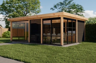 3641 buitenverblijf rome dakmaat 7510x5385 mm staandermaat 7020x4895 mm  rechterzijde