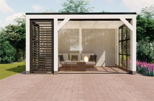 3653 buitenverblijf valencia 4500x3500 mm wit zwart vooraanzicht