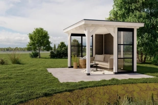 3625 buitenverblijf barcelona dakmaat 4310x3310mm staandermaat 3770x2770mm wit 2  rechterkant