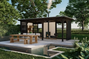 3679 buitenverblijf parijs dakmaat 6928x3228mm staandermaat 6420x2720mm met tafel  rechterzijde