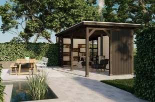 3679 buitenverblijf parijs dakmaat 6928x3228mm staandermaat 6420x2720mm met tafel  rechterzijkant