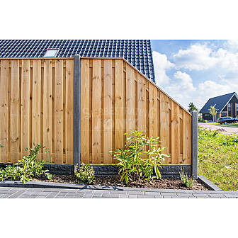 Tuinscherm Enschede geschaafd geïmpregneerd grenen 21-planks, verloop 180x90/180 cm