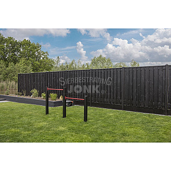 Tuinscherm Stuttgart zwart gespoten geschaafd grenen 21-planks 180x150 cm
