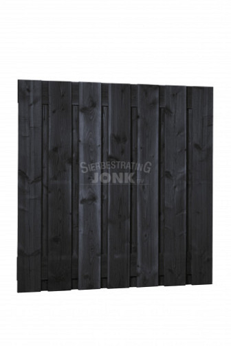 Douglas Tuinscherm 15-planks 180x180 cm, Fijnbezaagd Zwart Gedompeld