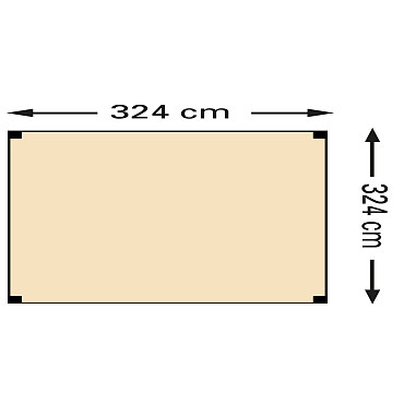 Douglas houtpakket 324 x 324 cm. t.b.v. harmonicadoek 290 x 300 cm., kleurloos geïmpregneerd