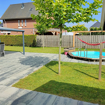 Restpartij Zwanenburg: ca. 7,5m2 Patio Square 60x60x4 cm Nero/Grey