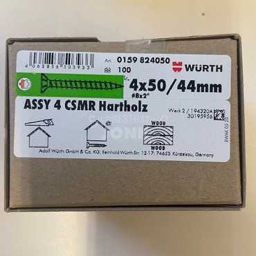 Wurth schroef eco assy RVS a2 hardhout 4,0x50/44