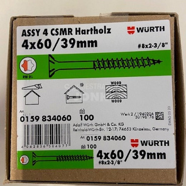 Wurth schroef eco assy RVS a2 hardhout 4x60/39