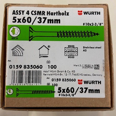 Wurth Eco assy 3.0 a2 hardhout AW25 5X60/37 RVS