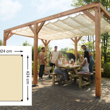 Douglas houtpakket 324 x 424 cm. t.b.v. harmonicadoek 290 x 400 cm., kleurloos geïmpregneerd