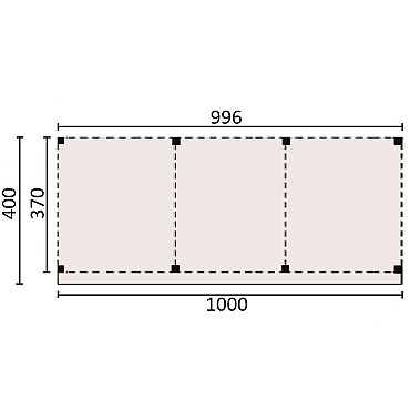 JWOODS Buitenverblijf 1000x370 cm, Fijnbezaagd