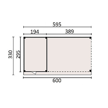 JWOODS Buitenverblijf 600x300cm incl. berging 200(b), Fijnbezaagd zweeds rabat zwart