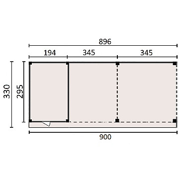 JWOODS Buitenverblijf 1000x300cm incl. berging 200(b), Geschaafd met verticaal Triple rabat Naturel