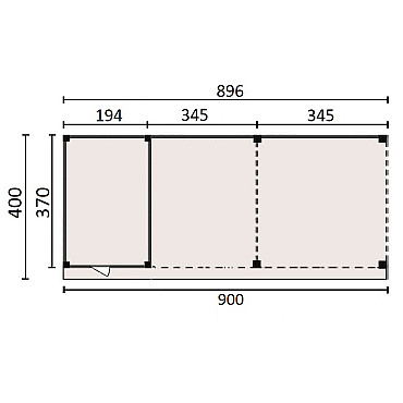 JWOODS Buitenverblijf 900x370cm incl. berging 200(b), Fijnbezaagd zweeds rabat zwart