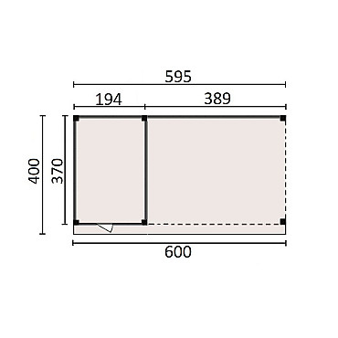 JWOODS Buitenverblijf 600x370cm incl. berging 200(b), Fijnbezaagd zweeds rabat Naturel