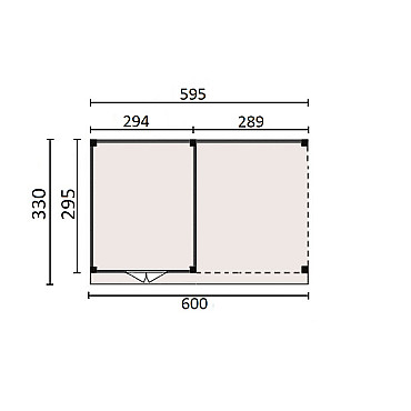 JWOODS Buitenverblijf 600x300cm incl. berging 300(b), Fijnbezaagd zweeds rabat Naturel