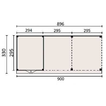 JWOODS Buitenverblijf 900x300cm incl. berging 300(b), Fijnbezaagd zweeds rabat Naturel