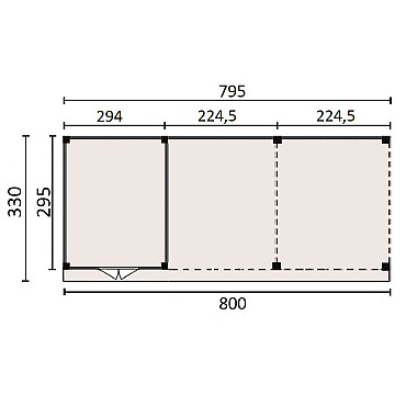 JWOODS Buitenverblijf 800x300cm incl. berging 300(b), Fijnbezaagd zweeds rabat Naturel