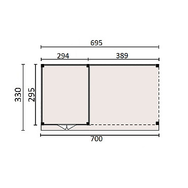 JWOODS Buitenverblijf 700x300cm incl. berging 300(b), Fijnbezaagd zweeds rabat zwart