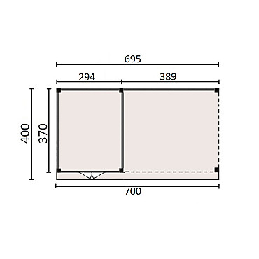 JWOODS Buitenverblijf 700x370cm incl. berging 300(b), Fijnbezaagd zweeds rabat Naturel