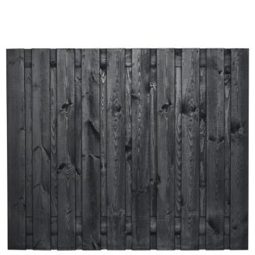 JWOODS Tuinscherm 21-Planks Recht Verticaal 180x150 cm Zwart Gespoten