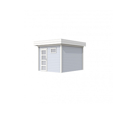 Vuren Topvision tuinhuis Tapuit, 300 x 300 cm., lichtgrijs / wit gespoten