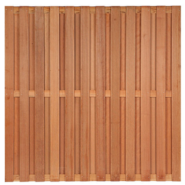 Tuinscherm Leeuwarden, geschaafd onbehandeld hardhout, 26-planks, 180x180 cm