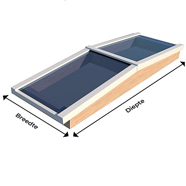 Zadeldak Lichtstraat 2-ruits 76,2(B) x 155(D) cm, enkel glas