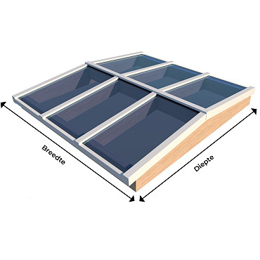 Zadeldak Lichtstraat 6-ruits 240,2(B) x 305(D) cm, enkel glas