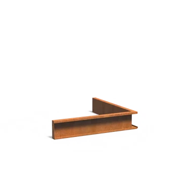 Keerwand binnenhoek Cortenstaal 2 mm 100x100x20 cm