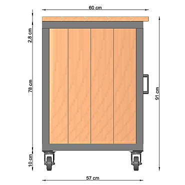 Buitenkeuken Acero 190x57x88 (bxdxh) onbehandeld, geschaafd douglas