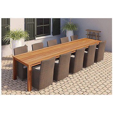 Tuintafel Rustiek (met extra middenpoot) 400x100x78 cm teak