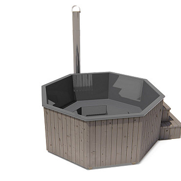 Hottub Deluxe Octa met interne kachel thermisch gemodificeerd, geschaafd vuren