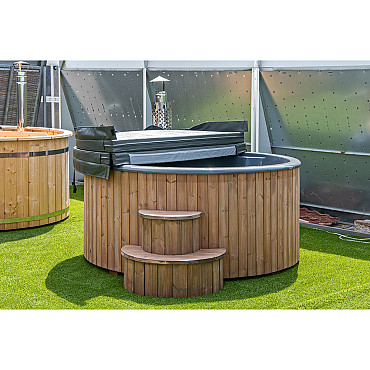 Hottub Deluxe met interne kachel thermisch gemodificeerd, geschaafd vuren