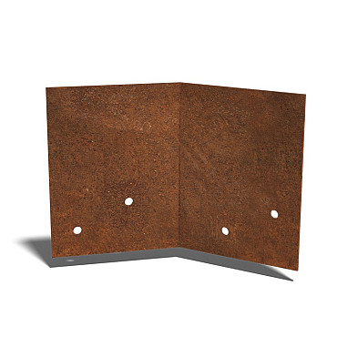 Cortenstaal koppelplaat 45° klein 18,5x13x3,8 cm