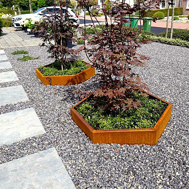 Cortenstaal zeshoekige plantenbak Denver 120, 239,3x207,8x80 cm