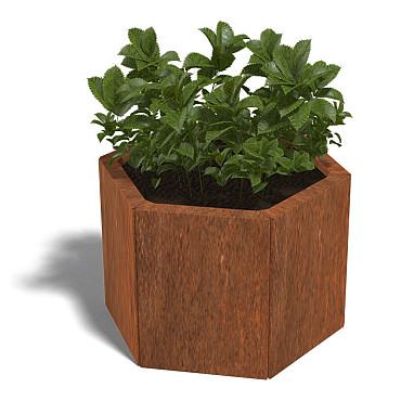 Cortenstaal zeshoekige plantenbak Denver 30, 59,3x52x40 cm met bodemplaat