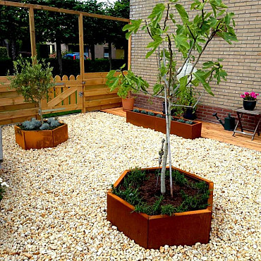 Cortenstaal zeshoekige plantenbak Denver 50, 99,3x86,6x80 cm