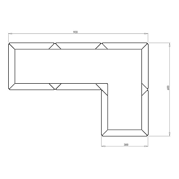 Cortenstaal L-vormige plantenbak Kansas 30, 90x60x40 cm met bodemplaat