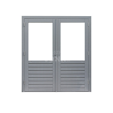 Hardhouten dubbele glas deur, grijs gegrond, 202x221cm
