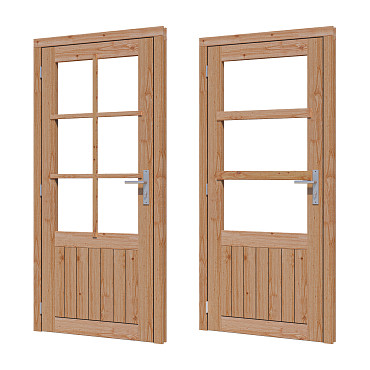 Douglas enkele deur 6-ruits 83x194,2 cm met kozijn onbehandeld linksdraaiend (Incl. Hang en Sluitwe
