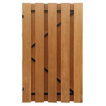 Hardhouten Tuindeur Recht Verticaal 100x195 cm op verstelbaar stalen frame zwart gecoat