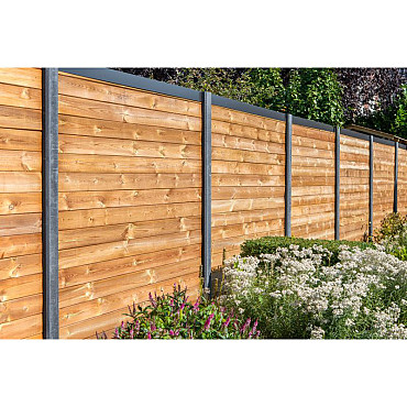 Sleufpaal tussenmodel tbv stapelprofielen antraciet vlakke kop brede ondersleuf 10x10x275 cm